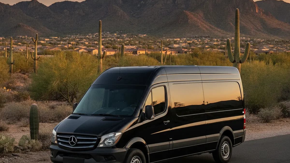Passenger van ready for an airport ride from San Tan Valley to Phoenix Sky Harbor